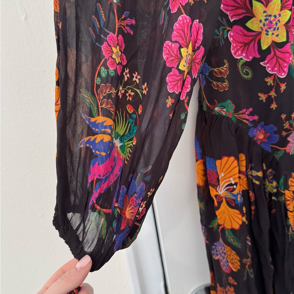 FARM Rio Black Maxi Dress with Vibrant Floral Print - Picture 3 of 8